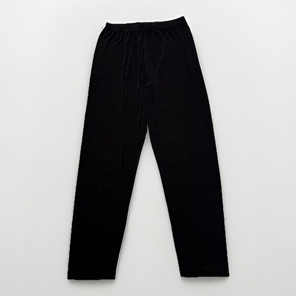 Chicos Travelers Pants 1 Regular Slinky Black Ribbed Pull On US 8 - Picture 1 of 6